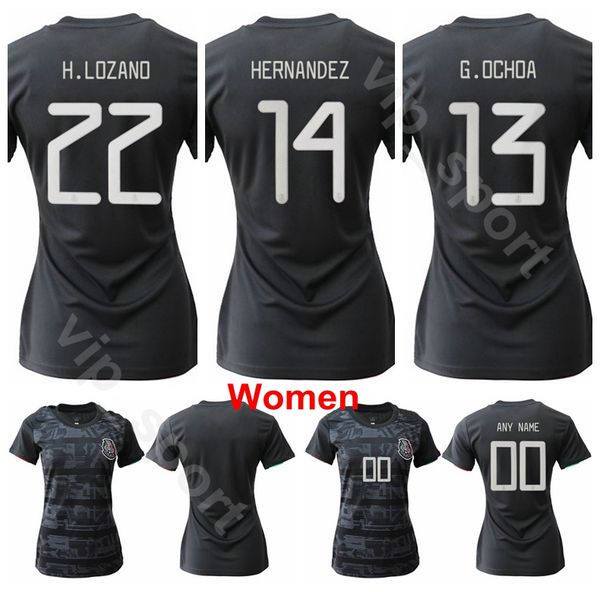 

mexico women soccer national team home black jersey palacios garza ovalle romero robles espinosa nieto football shirt kits uniform lady, Black;yellow