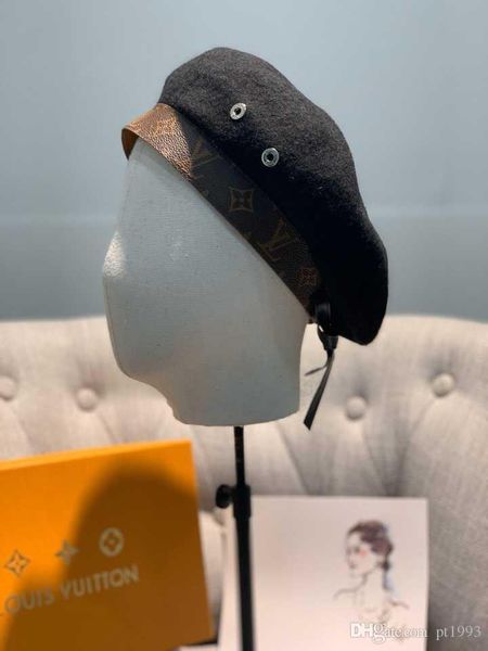 

new bud cap for autumn and winter 2020, international standard, 100% cashmere, presbyopic leather edge, goddess must-have item, Blue;gray