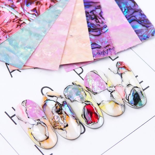 

1 sheet broken shell slice decal flakes nails glimmer abalone gradient ahesive 3d stickers glass slider art decorations la747, Black