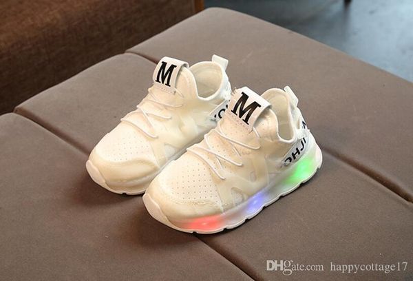 

new spring and summer children's shoes flashing lights shoes led boys and girls sports light bright lights shoes coconut, Black;red
