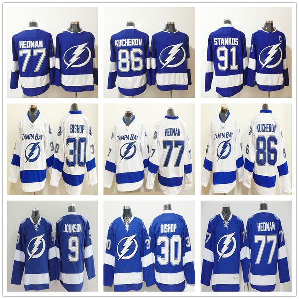 

2018 новый стиль ad tampa bay lightning hockey 9 тайлер джонсон бен бишоп 77 виктор хедман 86 никита кучеров 91 стивен стэмкос джерси, Black;red