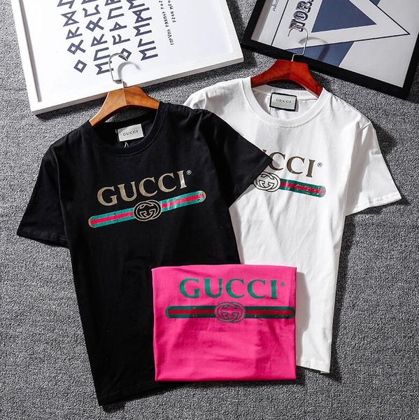 

2020 luxury women's t-shirt fashion harajuku casual t-shirt men's t-shirt short sleeve letters printed embroidery decals funny 079, White