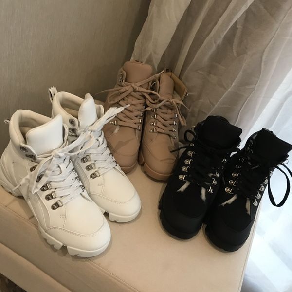 

2019 new ace original brand boots female designer sports white winter sports shoes leisure sports shoes men's and women's luxury d, Black