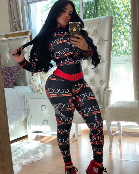 

for sale multi-style sport suits print two-piece sets streetwear women jacket and tight trousers sets joggers sets women tracksuit, Gray