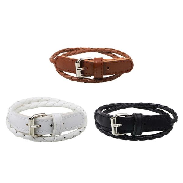 

european fashion multilayer simple knit leather bracelet, Golden;silver