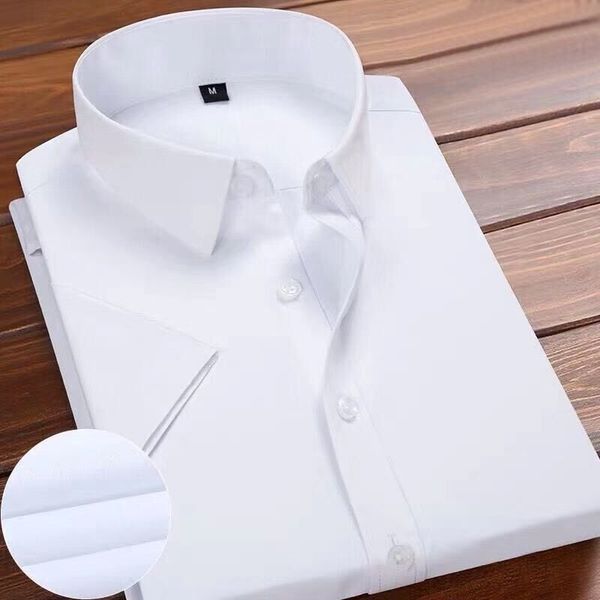 

summer 2019 new short-sleeved solid white and red shirt, with classic business men's formal shirt, men's shirt ~5xl, White;black