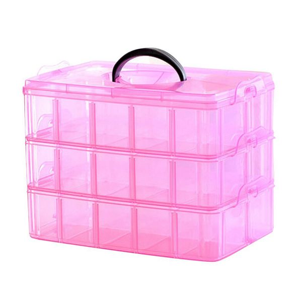 

3 layer portable plastic nail art makeup container manicure storage boxes(random color