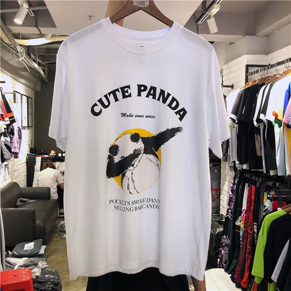 

panda cartoon fashion cotton t shirt for men women summer style designer tees loose oversized fashion t-shirt gunn, White;black