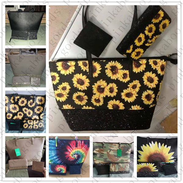 

glitter + coin handbag totes + wallet purse leather sequin wallet bag card set credit patchwork floral shoulder bag 3pcs pu purse d4270 vdma, Red;black