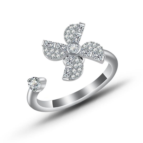 

feminine big pinwheel jewelry women opening adjustable rings girl ring wedding jewel party birthday engagement female gifts, Silver