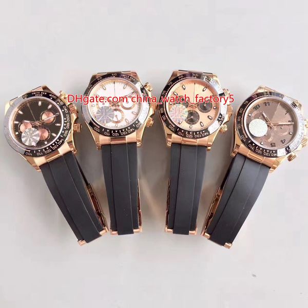 4 Style Best Quality 40mm Cosmograph 116515 116515LN Chronograph 18k Rose Gold Ceramic Swiss ETA 7750 Movimento automatico Orologio da uomo