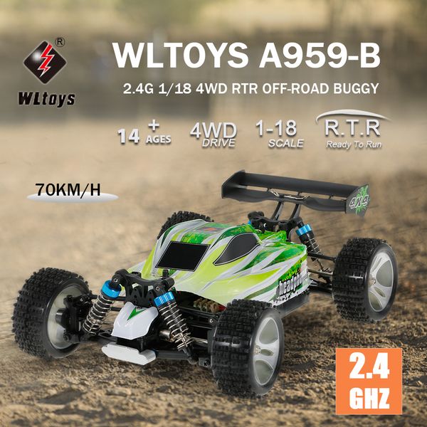 

rc автомобилей wltoys a959 a959b 1/18 70 км / ч высокая скорость гоночный автомобиль 540 brushed motor 4wd off-road пульт дистанционного упр
