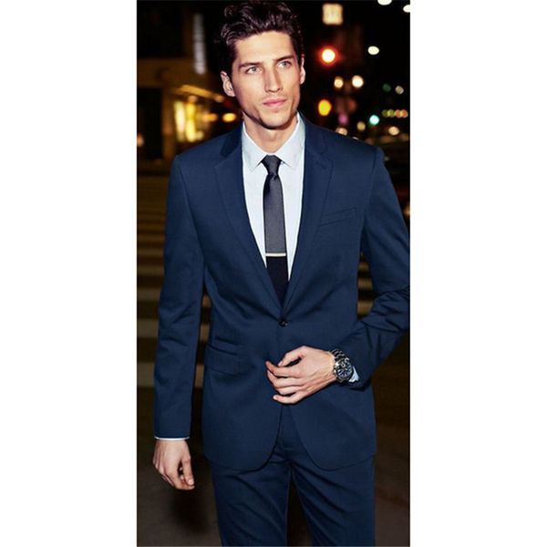 

navy 2 slim fit groom tuxedo men's business suite man man wedding dress (jacket + pants) custom made, White;black