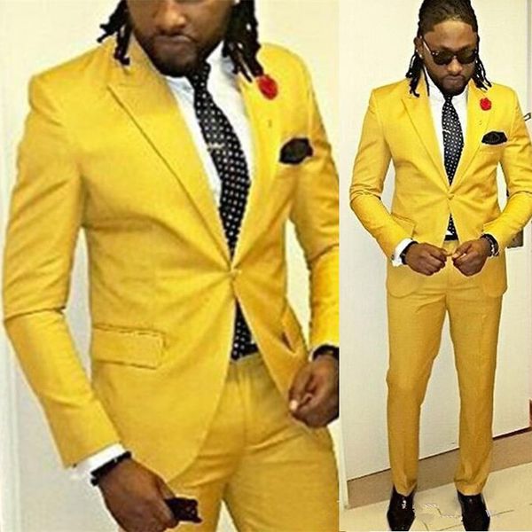 

yellow groomsmen men suits for boyfriend handsome two piece wedding men tuxedos new prom blazer costumes (jacket + pants, White;black