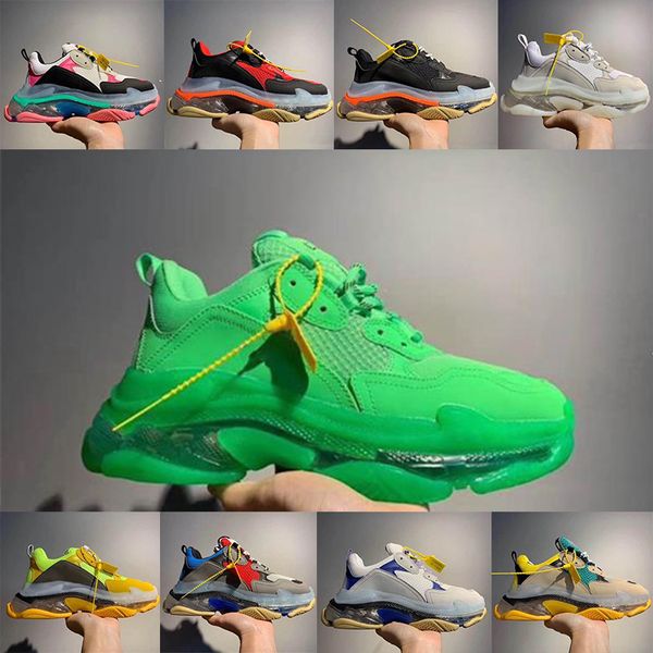 

2020 designer triple s casual shoes men green triple s sneaker 17fw women leather casual shoes clear sole luxury sports mens trainers