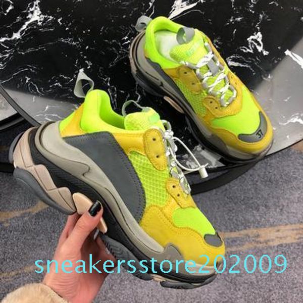 

2019 новый папа fw ретро тройной тапки мужская мода vintage kanye west старый дед тренеры конструктора женщин людей вскользь ботинки s09, Black