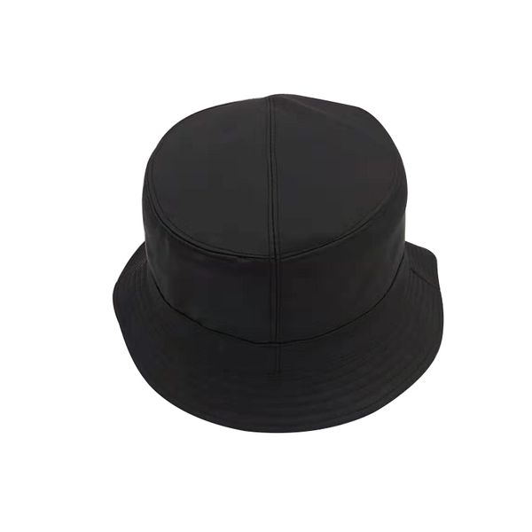 

black pu material bucket hat for women and men fashion solid fishing cap can be worn on both sides outdoor vacation hat cap