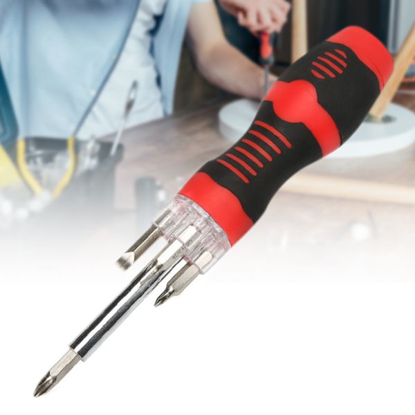 

multifunction screwdriver tool 5 bit heads tpr handle with led light clh@8