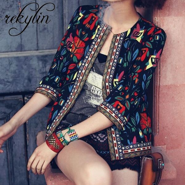 

2019 new autumn embroidered jacket winter tribal print office lady ms. jacket and vintage autumn long sleeve, Black;brown