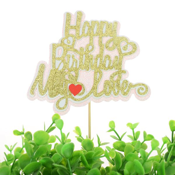 

cake er flags happy birthday my love heart cake ers kids gift wedding baby shower party baking diy new xmas 20pcs/lot