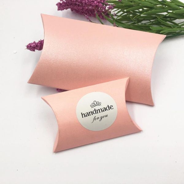 

50pcs/100pcs pink pillow shape cardboard packing gift box lovely paper box handmade soap wedding favor