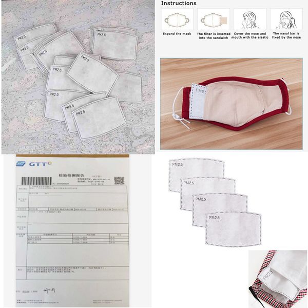 

respirator mascarillas ffp2 pads 5 layer pm 2.5 filter dustproof mask core replacement mask only pad