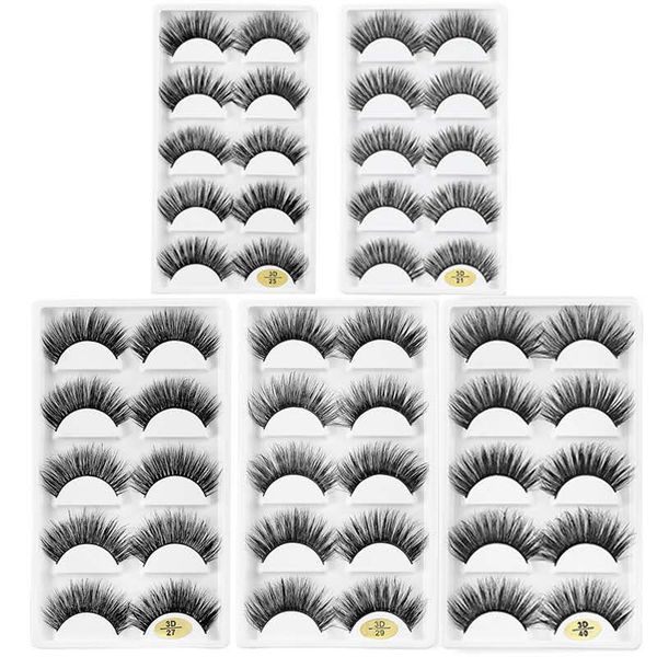 

false eyelashes 5 pairs natural long makeup 25mm lashes mink thick 3d maquillaje faux cils