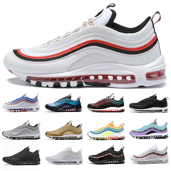 

Nike Air Max 97 Airmax Дизайнер 97 Plus Мужская обувь для бега Fire Red Light Green Core Triple Black White Oreo Silver Bu