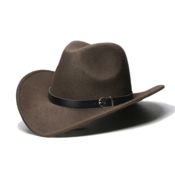 

vintage parent-child women men /kid wool wide brim cowboy western hat cowgirl bowler cap black leather band (57//54cm