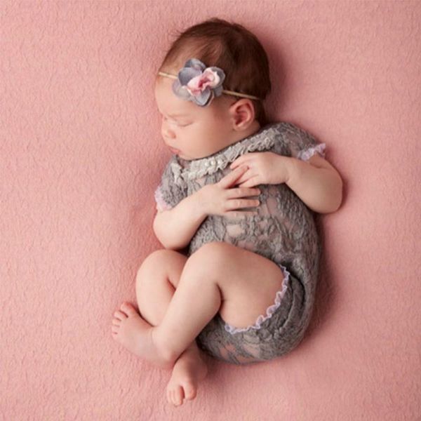

2020 newborn pgraphy props baby romper studio pgraphy accessories lace romper back tie girls outfit baby gift, Yellow
