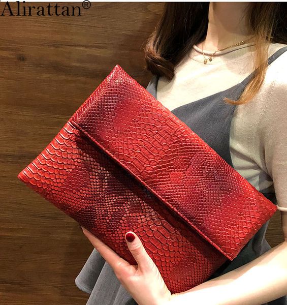 

alirattan folding envelope bag 2019 new clutch bag female european and american trend snake hand wild party shoulder f47