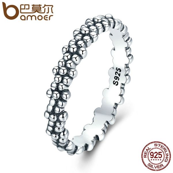 

bamoer аутентичные стерлингового серебра 925 стекируемые кольца ромашки цветок кольца перста для женщин подарок ювелирных изделий стерлингов, Silver