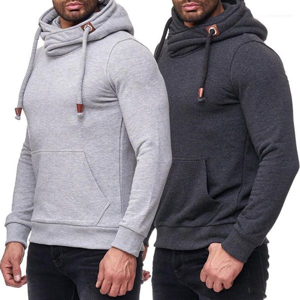 

hoodies fashion pullover long sleeve males clothing solid color mens designer hoodies casual panelled turtleneck mens, Black