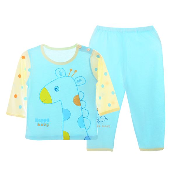 

2020 дети пижамы комплекты мальчики девочки 100% хлопка с длинным рукавом жираф животных homewear детская одежда комплекты v005, Blue;red