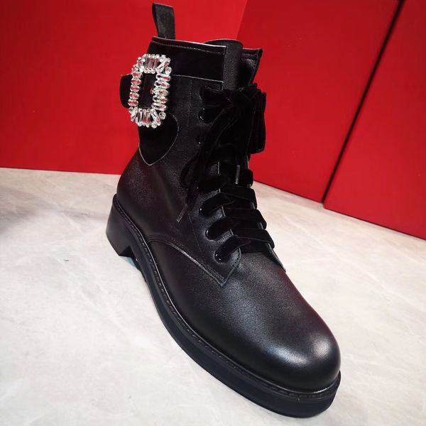 

fashion women boots star trail lace-up ankle boots with heavy-duty soles leisure lady boots r25014, Black