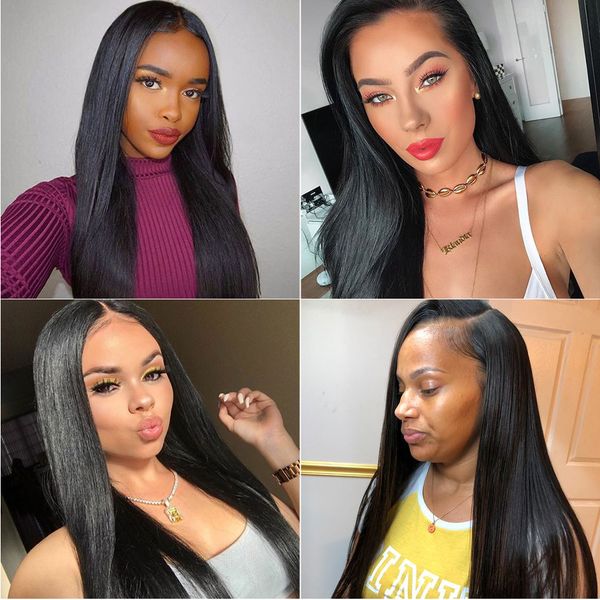 

4x4 lace closure wig 150% density straight human hair wigs brazilian wig for black women