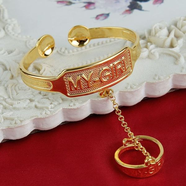 

baby girls boys kids gift cute yellow white gold color filled bangles bracelets adjustable style, Black