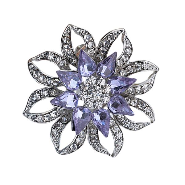 

crystal flower brooch pin scarf buckle clip shawl chiffon clasp diamante ribbon scarf buckle for women dress, Gray