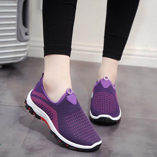 

с коробкой женщины кроссовки сетка повседневная обувь скольжения на flats ladies пологих дышащий полуботинки вырезает женская мода comfort, Black