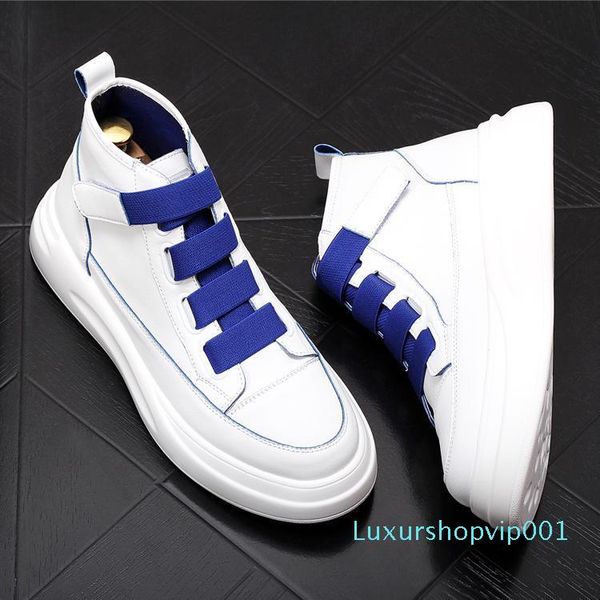 

2020 fashion men casual high lace-up thick bottom shoes sneakers youth man trending leisure shoes zapatos de novio c01 01, Black