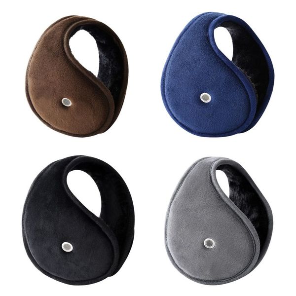 

mens womens winter accessory thicken plush lining classic earmuffs with earholes for answer phone outdoor adjustable ear warmer, Blue;gray