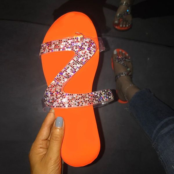 

new summer women crystal slippers glitter flat soft bling female candy color flip flops indoor ladies slides beach shoes, Black