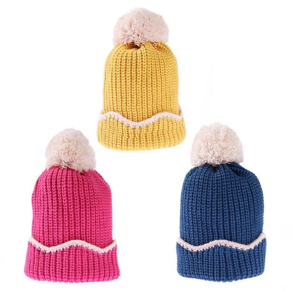 

casual baby toddler kids knitted caps cute hats winter warm hat, Yellow