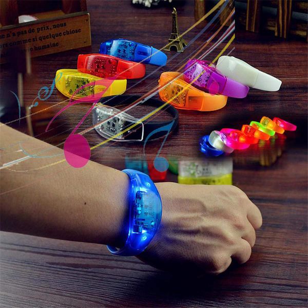 

7 color sound control led flashing bracelet light up bangle wristband music activated night light club activity party bar disco cheer toy