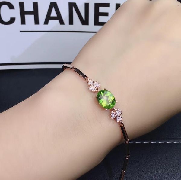 

elegant clear green peridot gemstone bracelet for women with silver gift style, Golden;silver