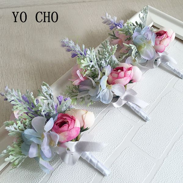 

yo cho lavender wedding grooms boutonniere flower buttonhole bride hand flowers prom event bracelet party wrist corsage rose