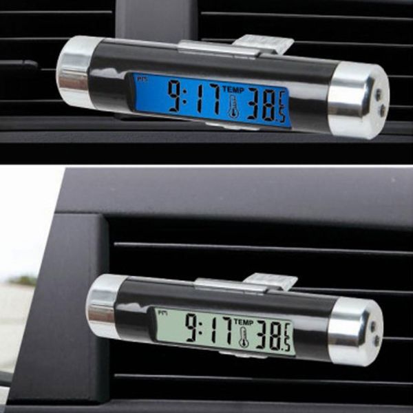 

2in1 car auto lcd backlight clip-on digital automotive thermometer new clock with a++++ quality ing