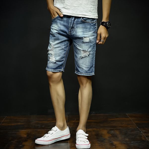 

summer new style men cowboy shorts fashion man slim women's fashion denim shorts male student's retro men's, Blue