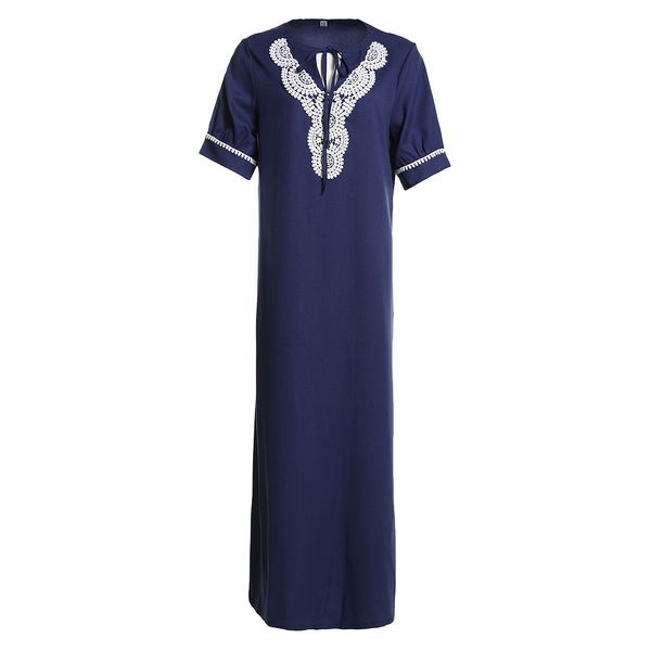 

long dress short sleeve v-neck side aperture dress for women, White;black