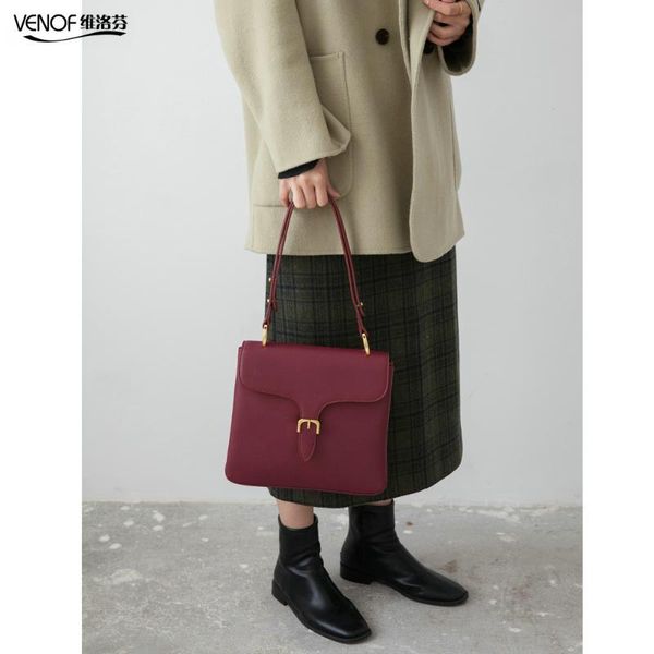 

venof fashion split leather shoulder bag for women solid crossbody bags luxury ladies cowhide bags femme sac a main